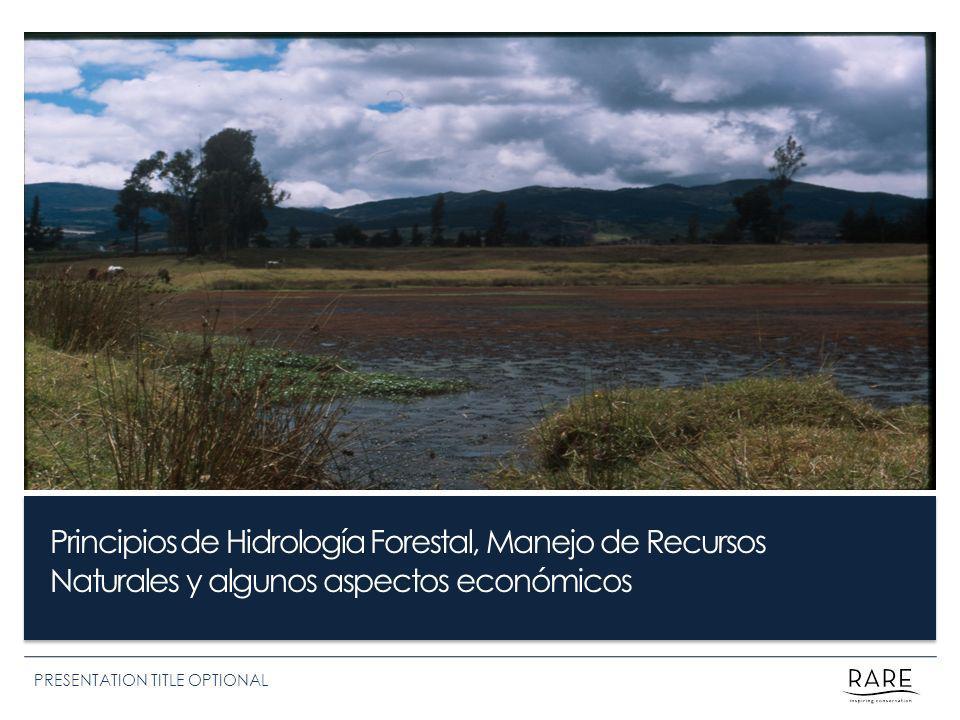Principios de Hidrología Forestal, Manejo de Recursos Naturales y algunos aspectos económicos