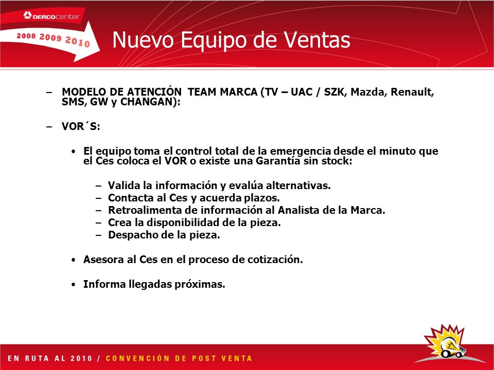 Nuevo Equipo de Ventas MODELO DE ATENCIÓN TEAM MARCA (TV – UAC / SZK, Mazda, Renault, SMS, GW y CHANGAN):