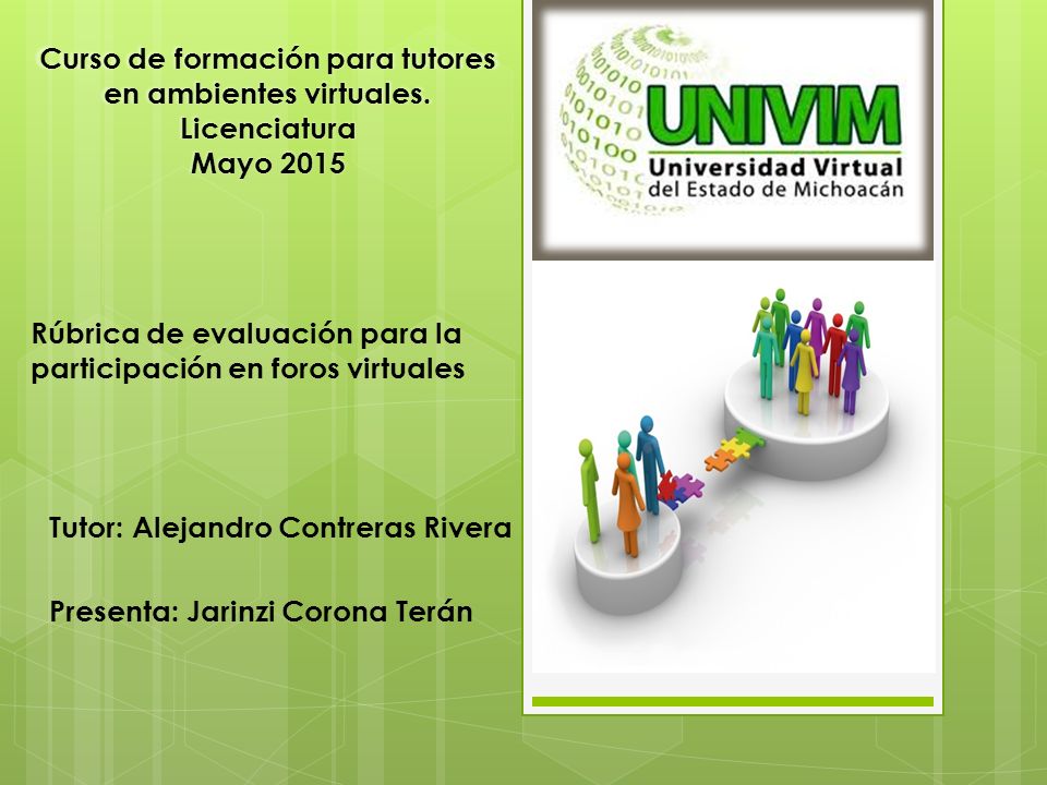 Rúbrica de evaluación para la participación en foros virtuales