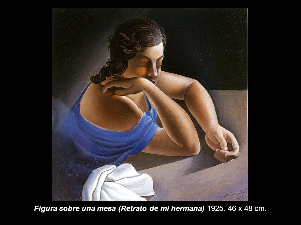 Figura sobre una mesa (Retrato de mi hermana) x 48 cm.