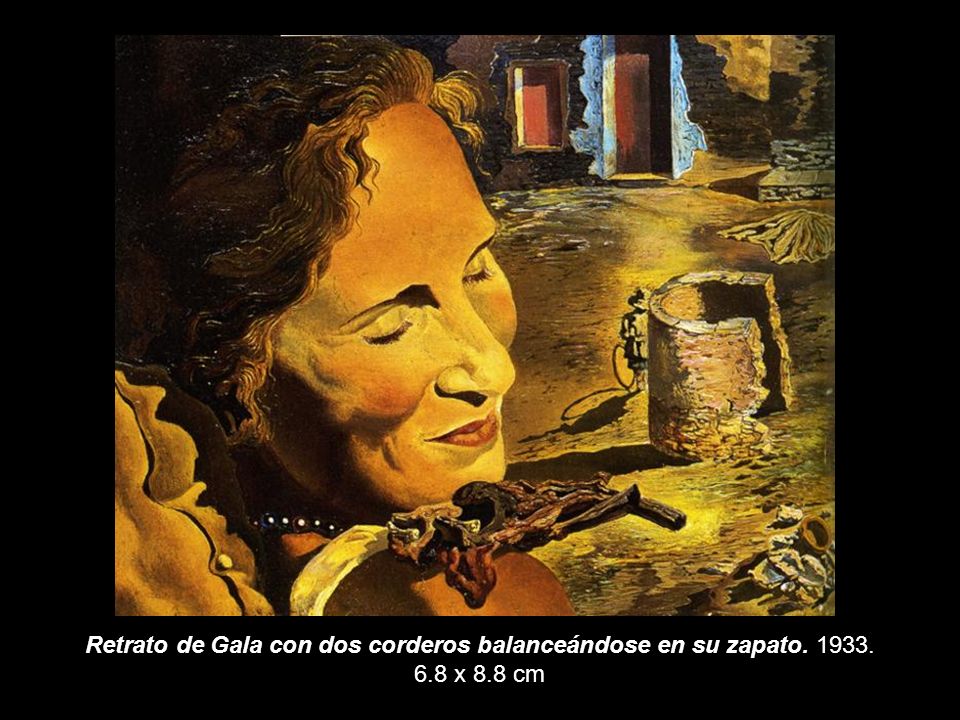 Retrato de Gala con dos corderos balanceándose en su zapato