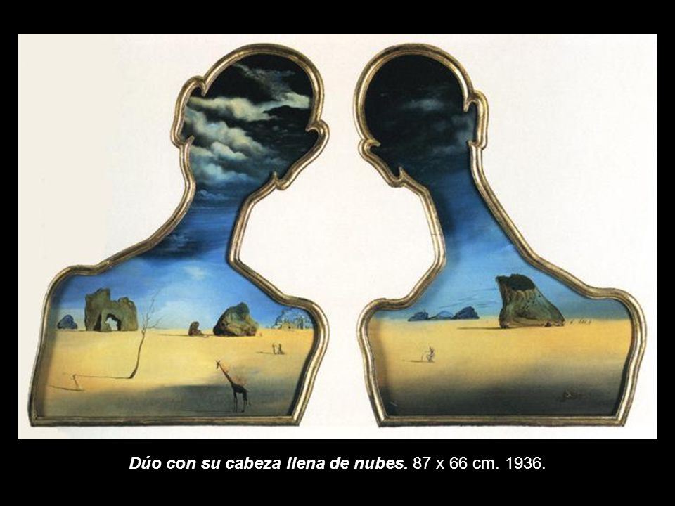 Dúo con su cabeza llena de nubes. 87 x 66 cm
