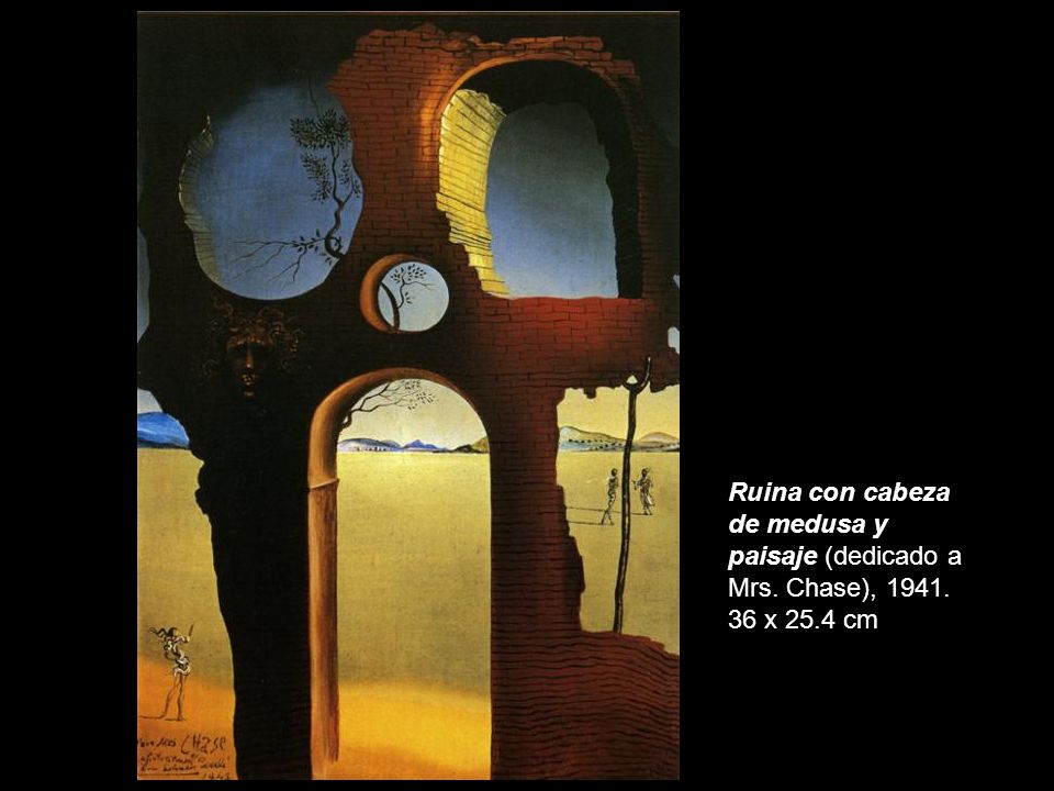 Ruina con cabeza de medusa y paisaje (dedicado a Mrs. Chase), 1941