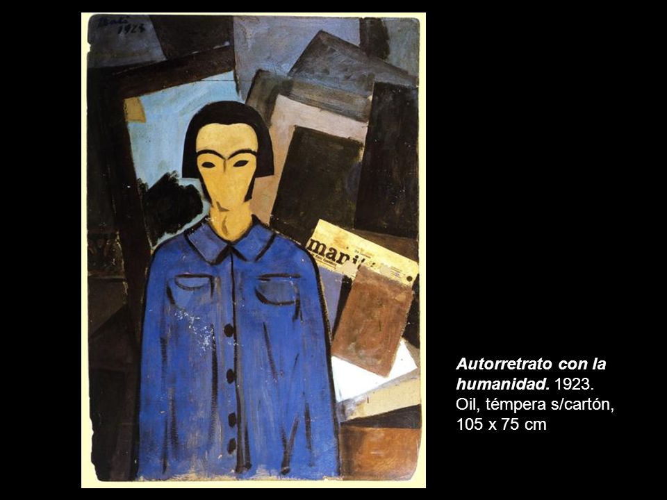 Autorretrato con la humanidad Oil, témpera s/cartón, 105 x 75 cm.