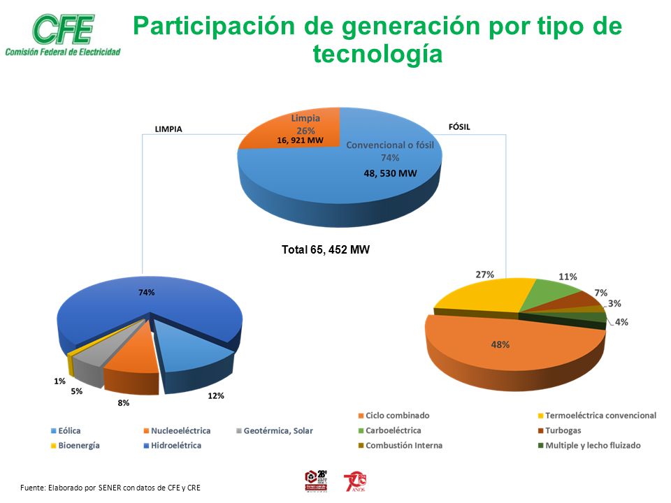 Participación de generación por tipo de tecnología