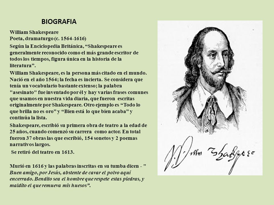 Краткая биография шекспира 8. Уильям Шекспир краткая биография.