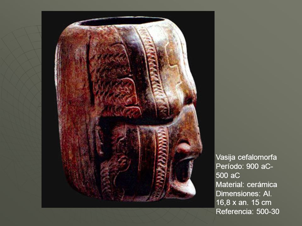 Vasija cefalomorfa Período: 900 aC-500 aC. Material: cerámica. Dimensiones: Al. 16,8 x an. 15 cm.