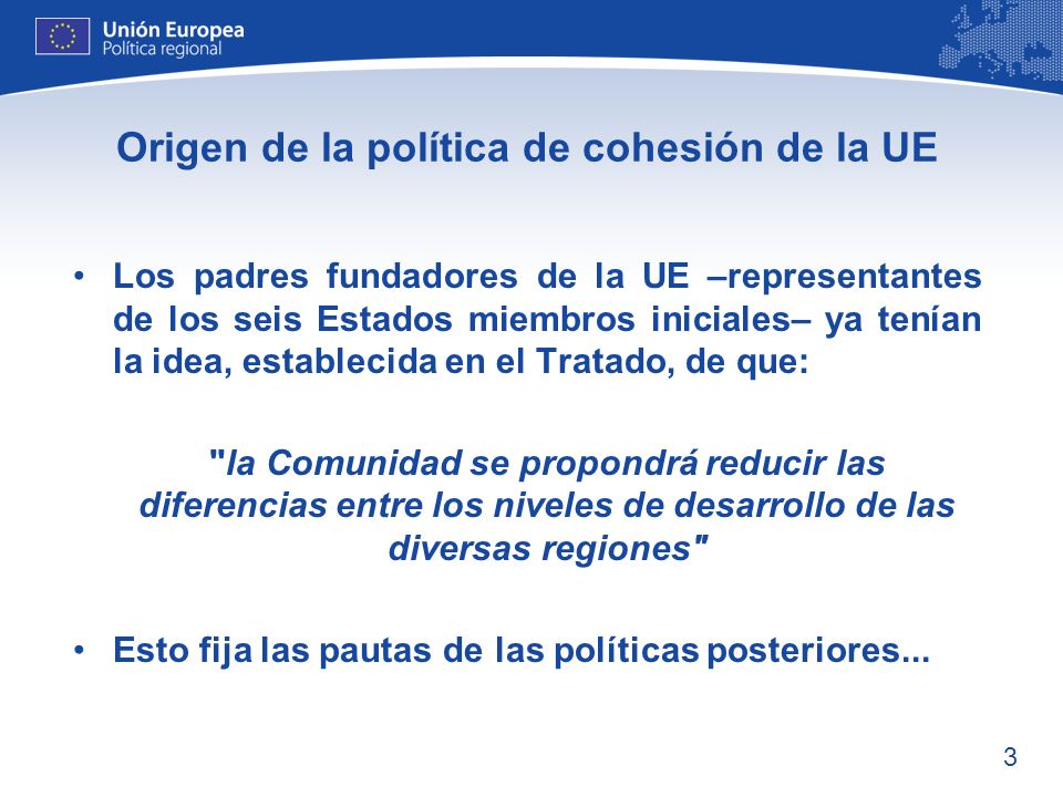 Origen de la política de cohesión de la UE