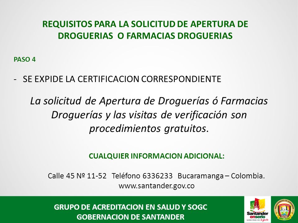 REQUISITOS PARA LA SOLICITUD DE APERTURA DE DROGUERIAS O FARMACIAS DROGUERIAS