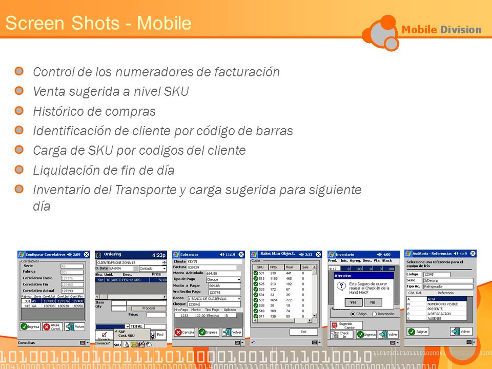 Screen Shots - Mobile Control de los numeradores de facturación