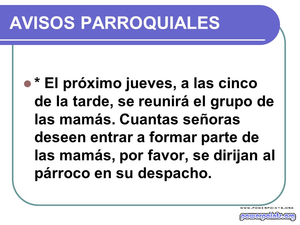 AVISOS PARROQUIALES
