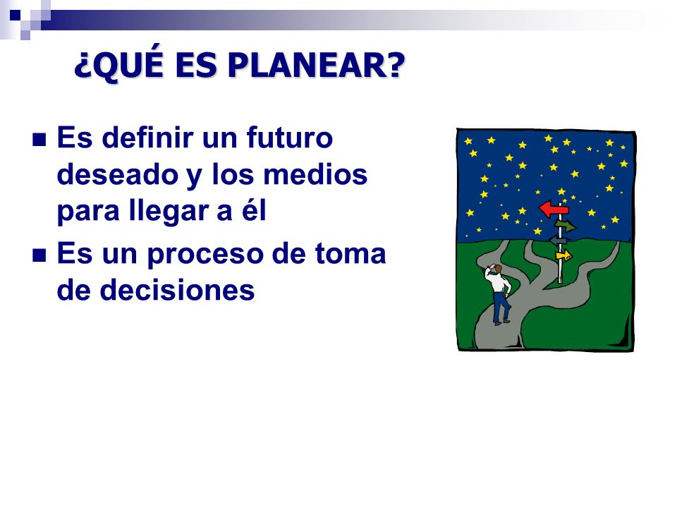 ¿QUÉ ES PLANEAR. Es definir un futuro deseado y los medios para llegar a él.