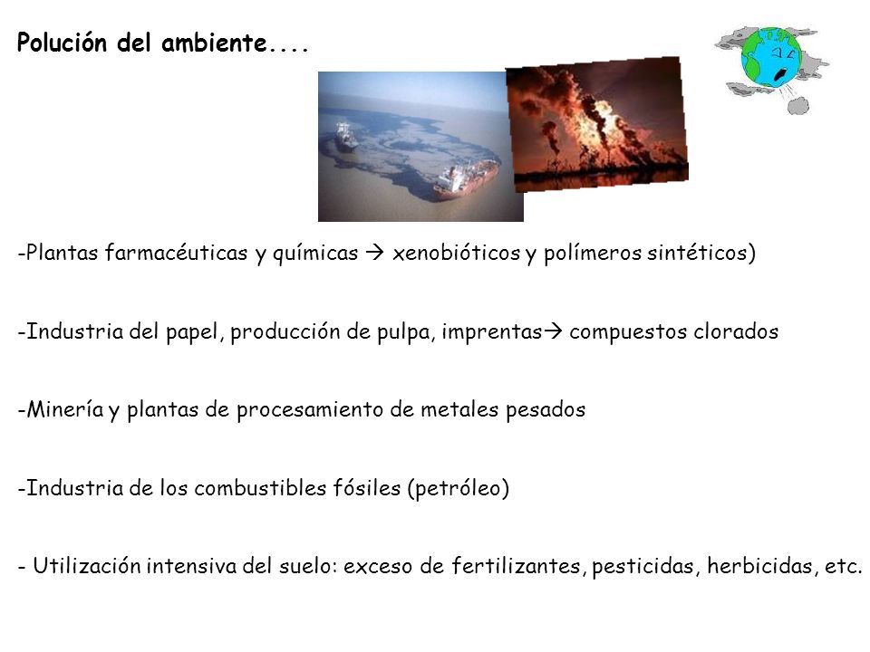 Polución del ambiente.... Plantas farmacéuticas y químicas  xenobióticos y polímeros sintéticos)