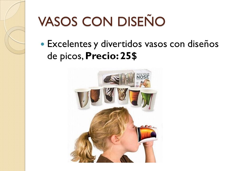 VASOS CON DISEÑO Excelentes y divertidos vasos con diseños de picos, Precio: 25$