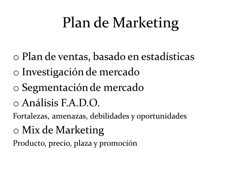 Plan de Marketing Plan de ventas, basado en estadísticas