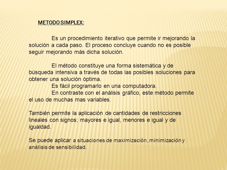 METODO SIMPLEX: