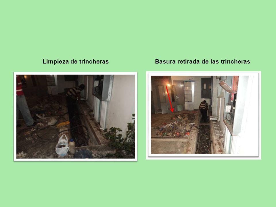 Limpieza de trincheras Basura retirada de las trincheras