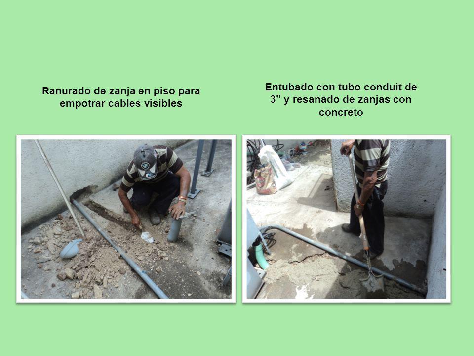 Entubado con tubo conduit de 3 y resanado de zanjas con concreto