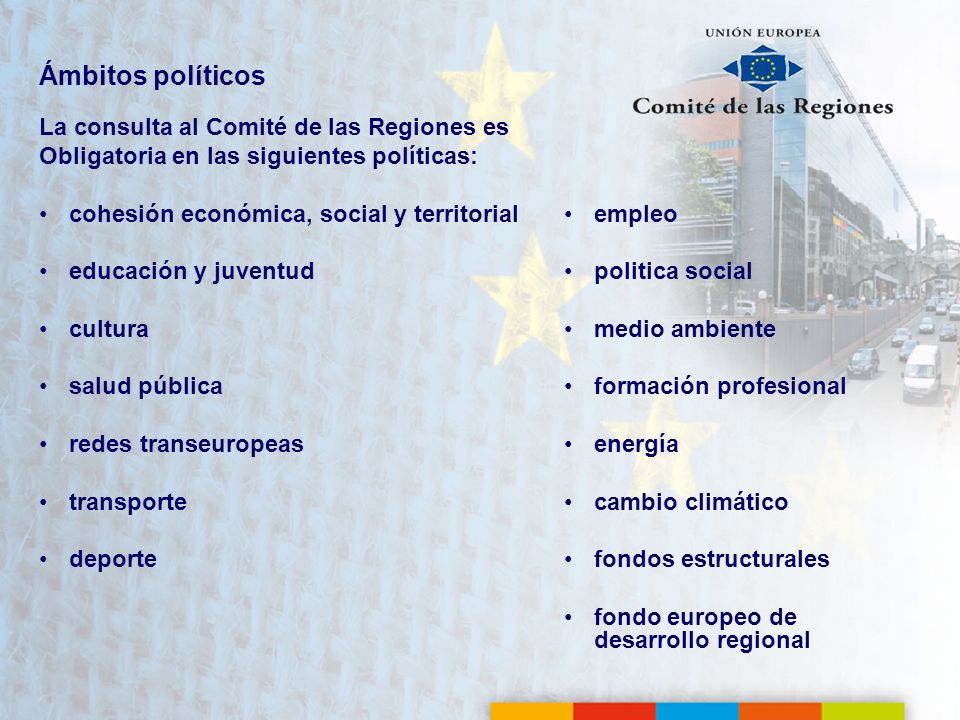 Ámbitos políticos La consulta al Comité de las Regiones es