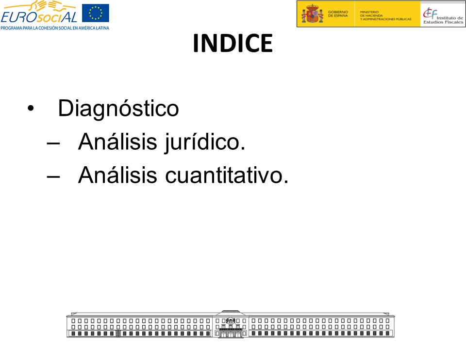 INDICE Diagnóstico Análisis jurídico. Análisis cuantitativo.