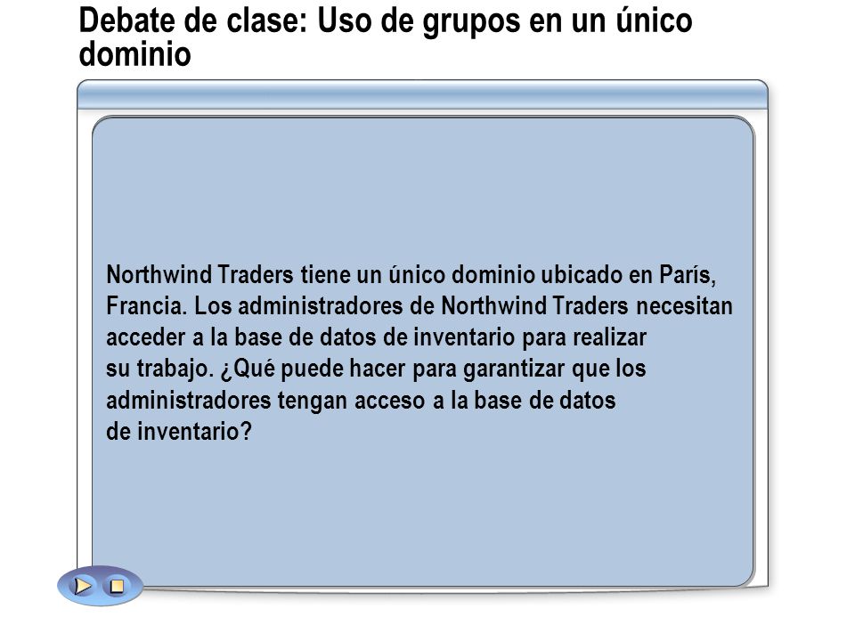 Debate de clase: Uso de grupos en un único dominio
