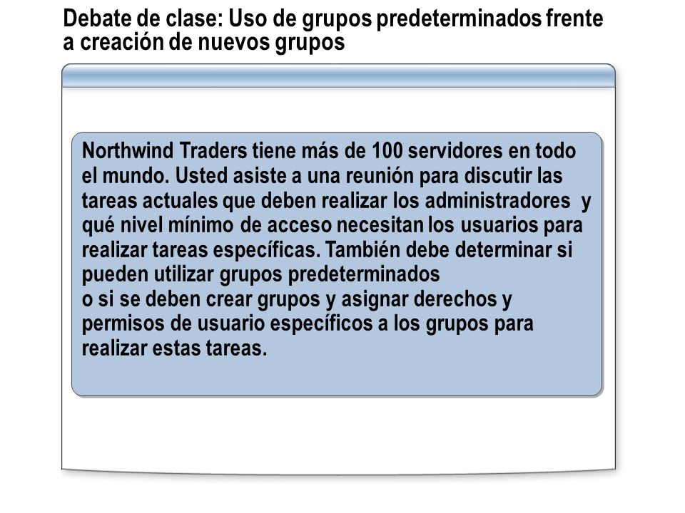 Debate de clase: Uso de grupos predeterminados frente a creación de nuevos grupos