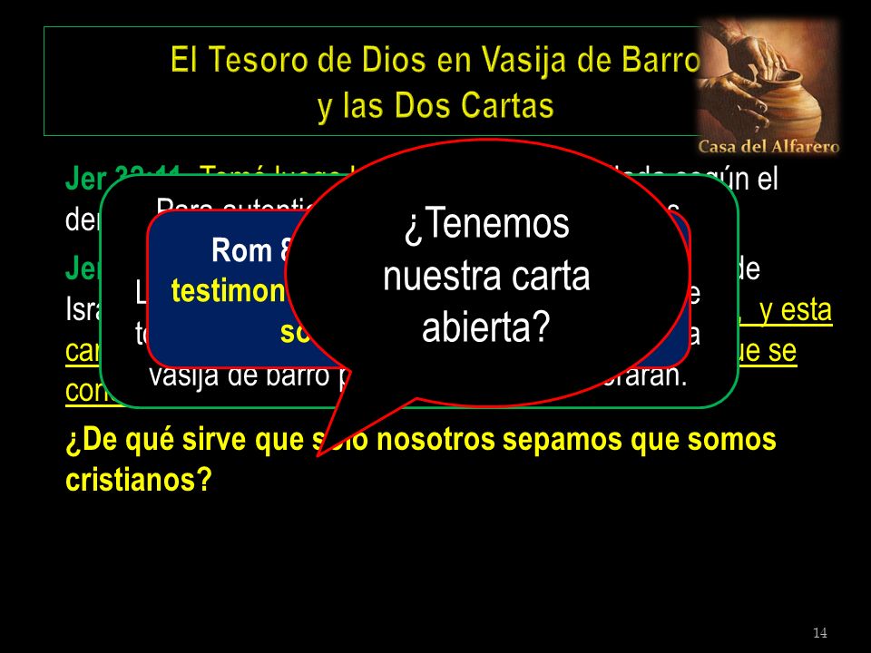 El Tesoro de Dios en Vasija de Barro y las Dos Cartas