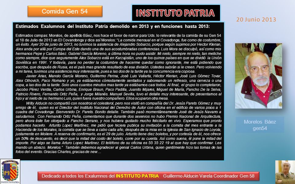 INSTITUTO PATRIA Comida Gen Junio 2013 Morelos Báez gen54