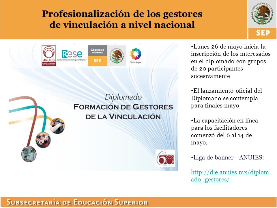 Profesionalización de los gestores de vinculación a nivel nacional