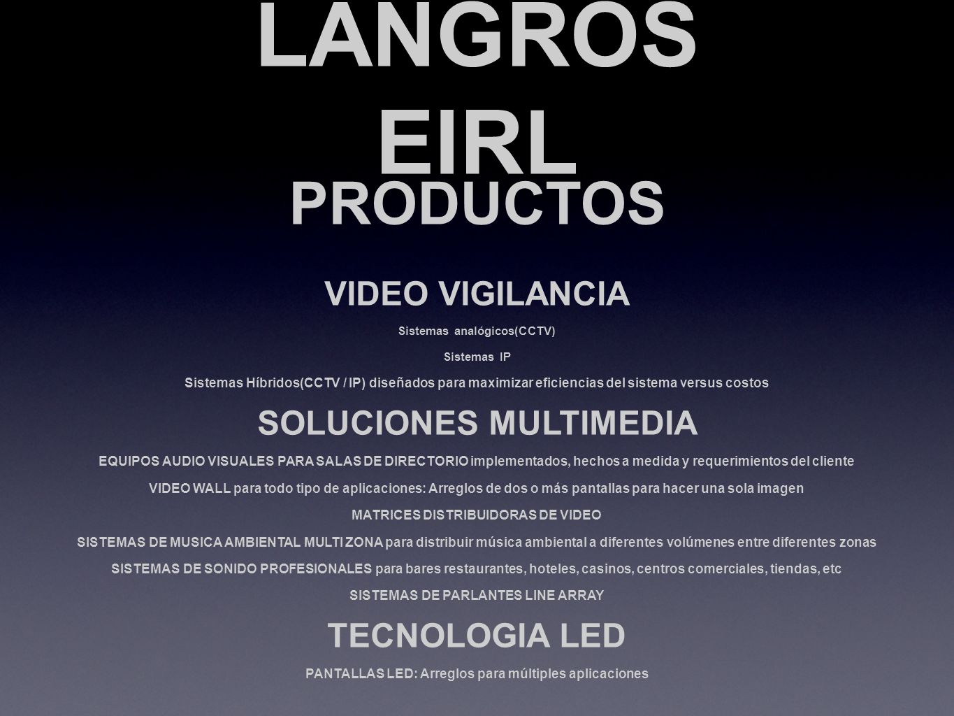 LANGROS EIRL PRODUCTOS VIDEO VIGILANCIA SOLUCIONES MULTIMEDIA