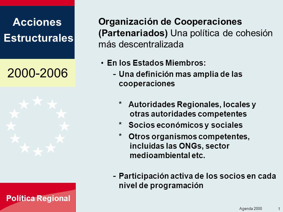 Organización de Cooperaciones (Partenariados) Una política de cohesión más descentralizada