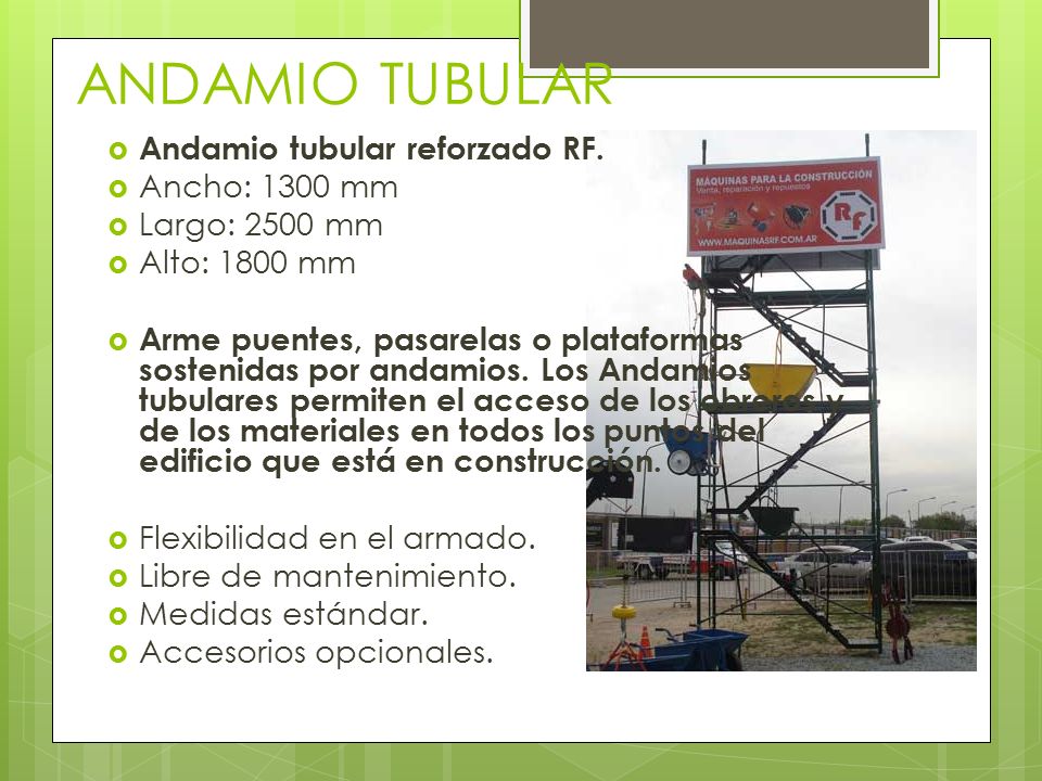 ANDAMIO TUBULAR Andamio tubular reforzado RF. Ancho: 1300 mm
