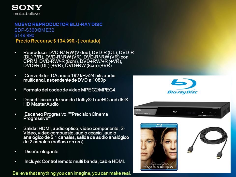 NUEVO REPRODUCTOR BLU-RAY DISC BDP-S360/BM E32 $149