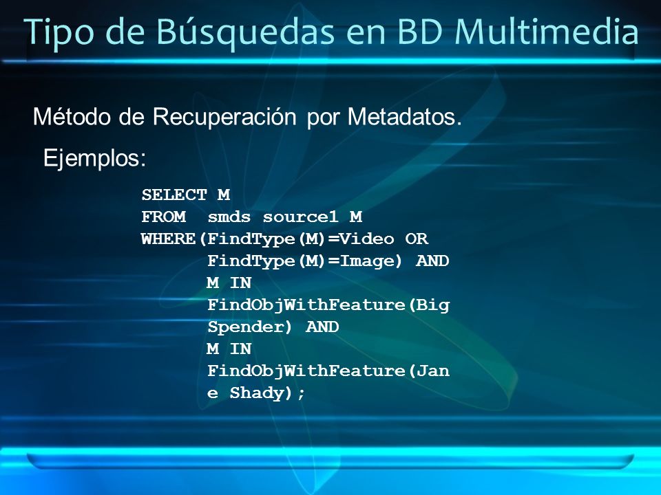 Tipo de Búsquedas en BD Multimedia