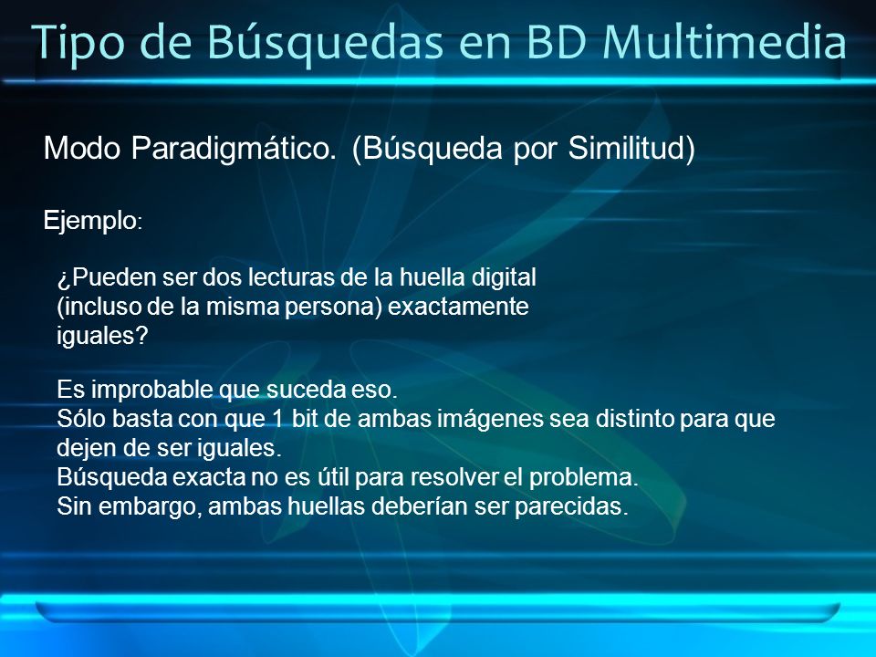 Tipo de Búsquedas en BD Multimedia