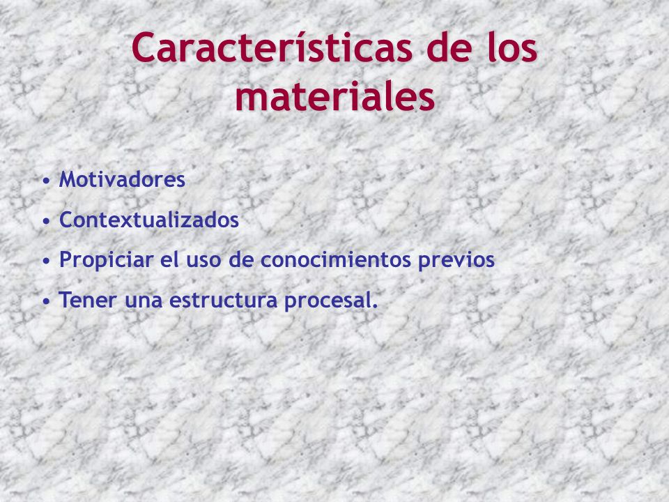 Características de los materiales