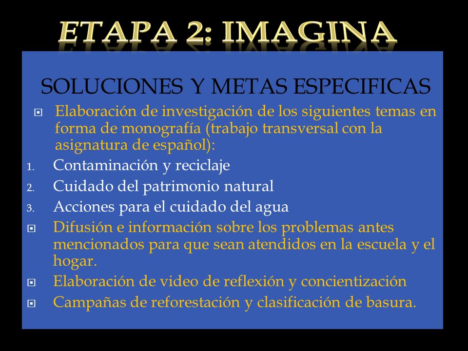 SOLUCIONES Y METAS ESPECIFICAS