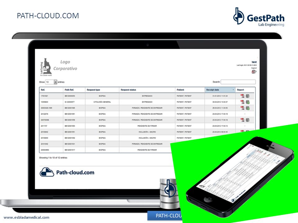 PATH-CLOUD.COM Plataforma de visualización de informes para los centros peticionarios de Anatomía patológica (clínicos, centros externos).