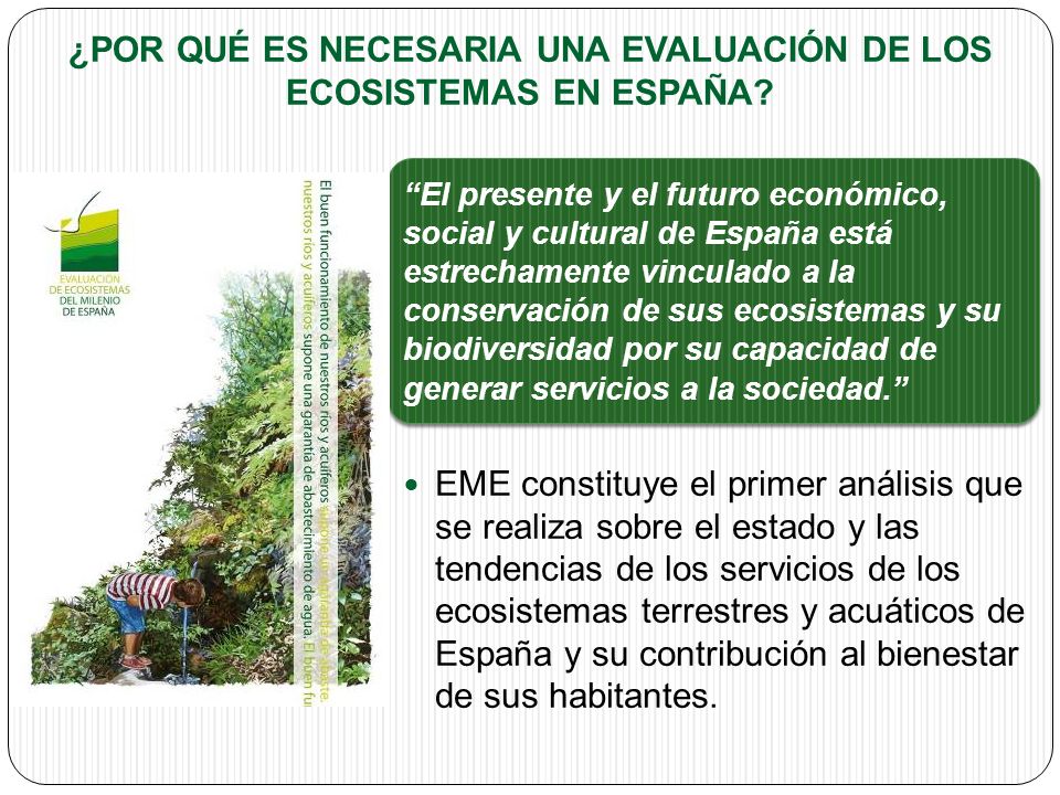 ¿POR QUÉ ES NECESARIA UNA EVALUACIÓN DE LOS ECOSISTEMAS EN ESPAÑA