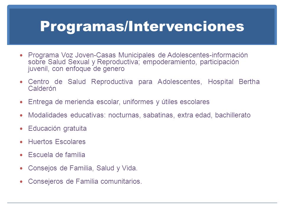 Programas/Intervenciones