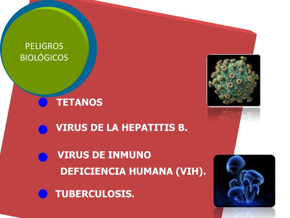 PELIGROS BIOLÓGICOS. TETANOS. VIRUS DE LA HEPATITIS B. VIRUS DE INMUNO. DEFICIENCIA HUMANA (VIH).