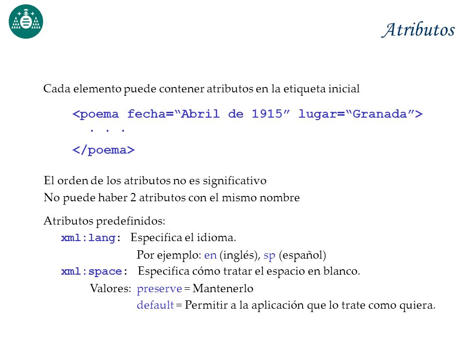 Atributos <poema fecha= Abril de 1915 lugar= Granada > . . .