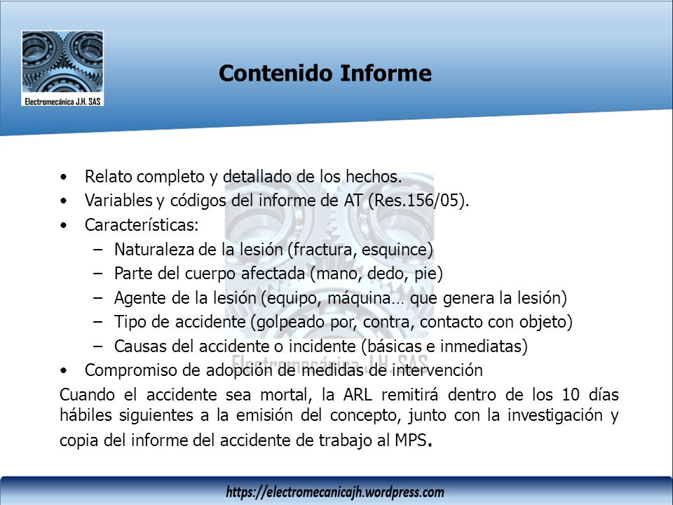 Contenido Informe Relato completo y detallado de los hechos.