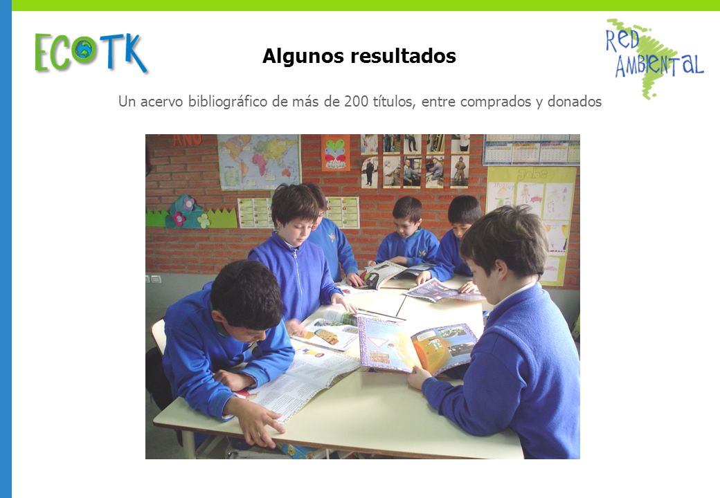 Algunos resultados Un acervo bibliográfico de más de 200 títulos, entre comprados y donados