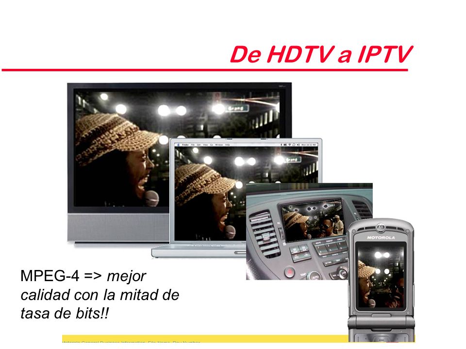 De HDTV a IPTV MPEG-4 => mejor calidad con la mitad de tasa de bits!!