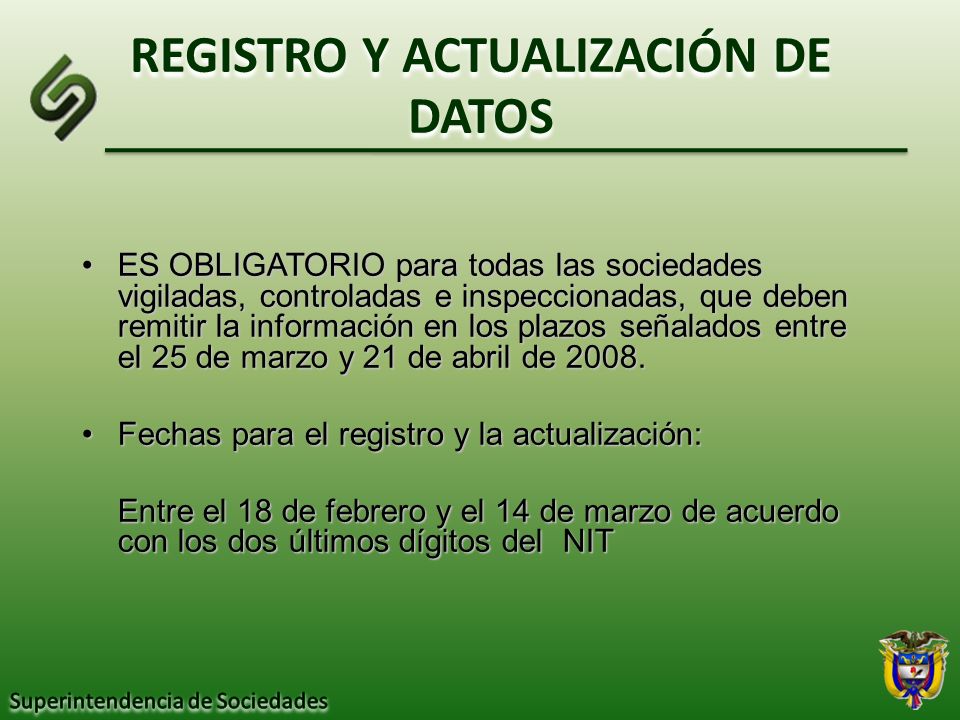 REGISTRO Y ACTUALIZACIÓN DE DATOS
