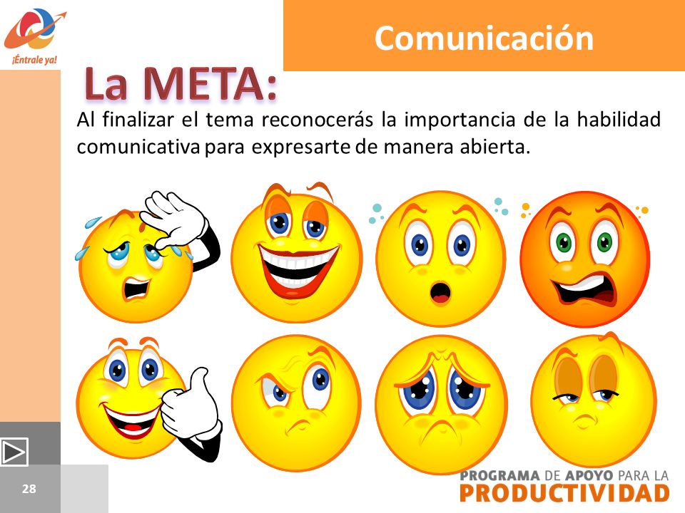 Comunicación La META: Al finalizar el tema reconocerás la importancia de la habilidad comunicativa para expresarte de manera abierta.