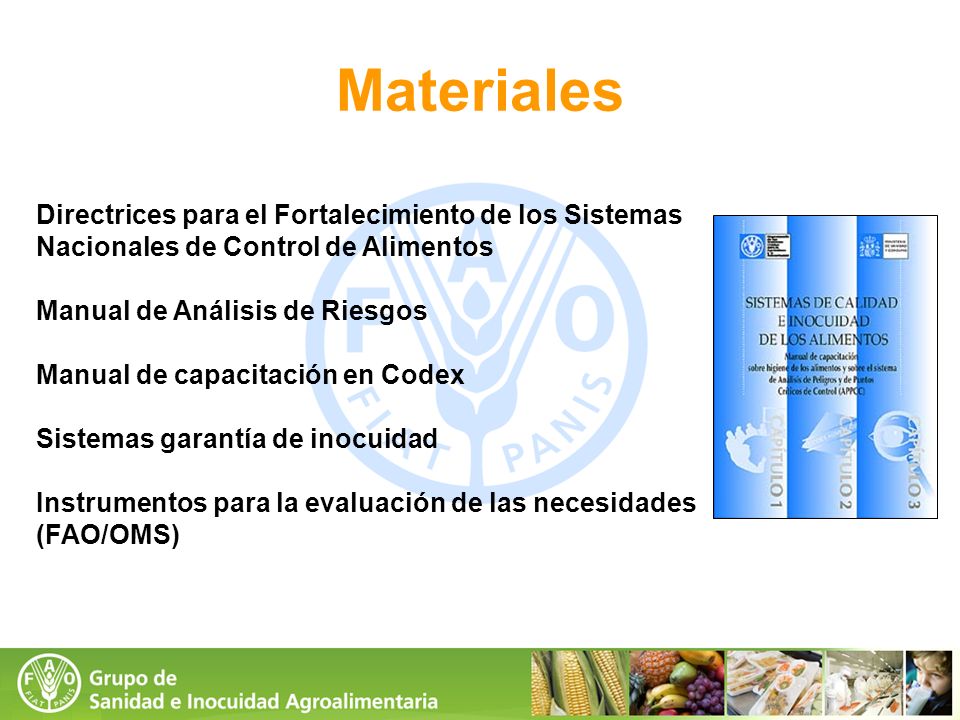 Materiales Directrices para el Fortalecimiento de los Sistemas Nacionales de Control de Alimentos. Manual de Análisis de Riesgos.