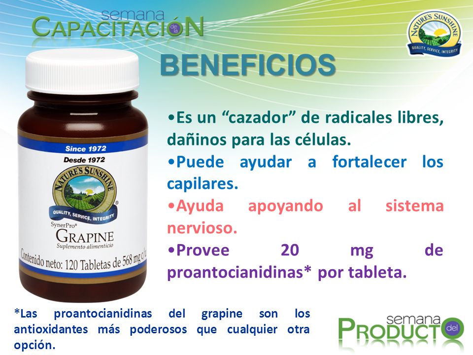 BENEFICIOS Es un cazador de radicales libres, dañinos para las células. Puede ayudar a fortalecer los capilares.