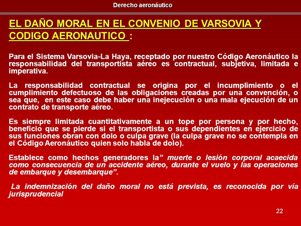 EL DAÑO MORAL EN EL CONVENIO DE VARSOVIA Y CODIGO AERONAUTICO :